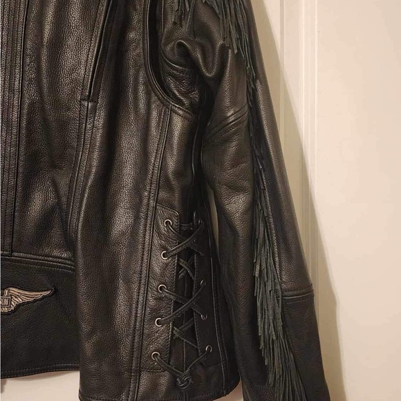 NWOT Harley Davidson Leather Jacket Women's XL Black Lined Fringe - Picture 9 of 9